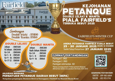 open to all petanque competition in doublet in Kampung Kuala Besut - Malaysia - Jan. 29, 2025